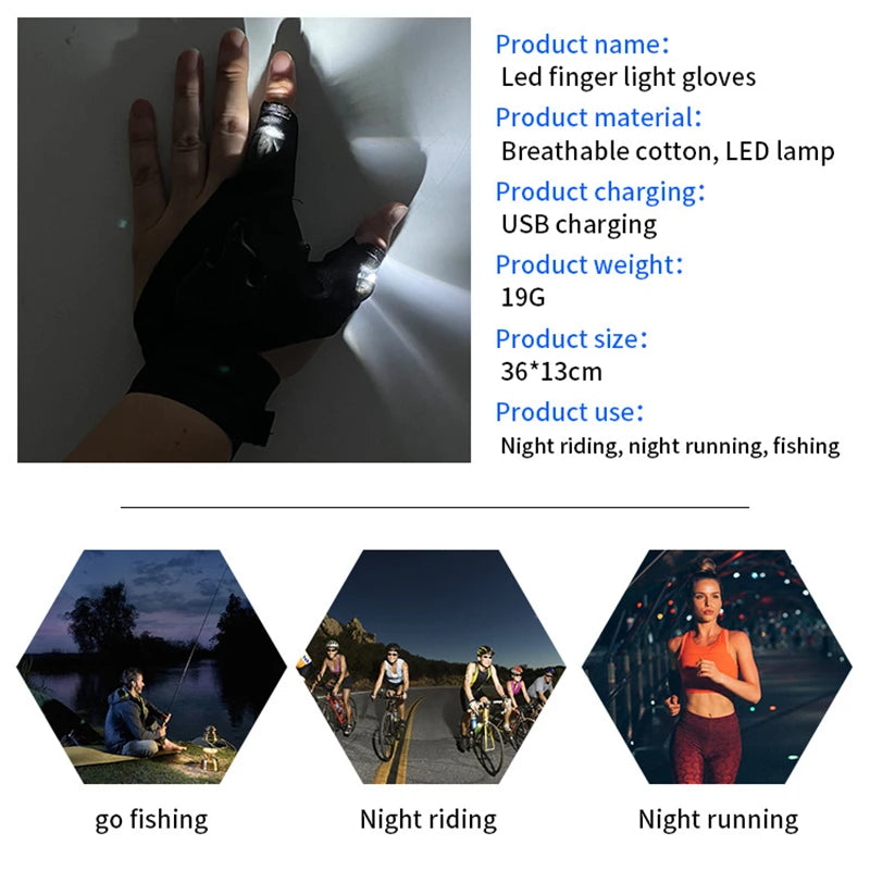 Illuminating Hands Free LED Flashlight Gloves